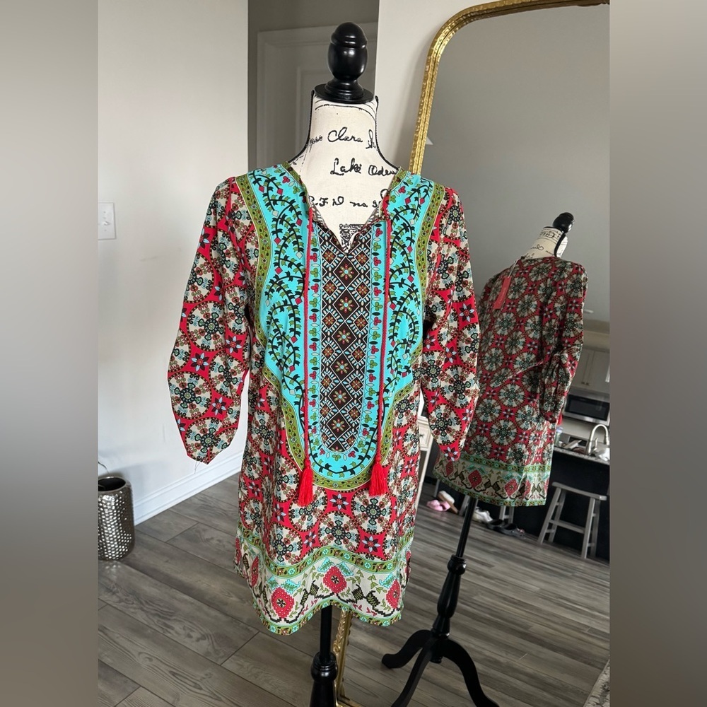 Multicolor Bohemian Tunic Dress